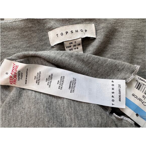 NEW TOPSHOP NORDSTROM Gray Long Sleeve Lettuce Edge T-Shirt Size 4-6 - Picture 7 of 8